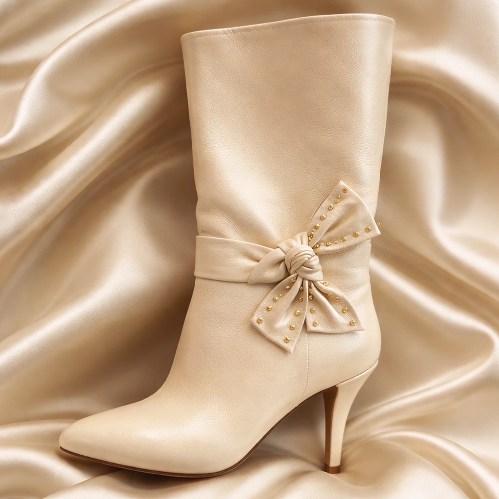 Valentino Garavani Studded Bow Leather Boots  Designer boots